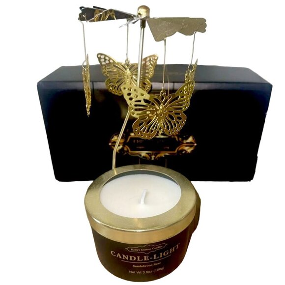 Kelly's Custom Candles Scented Candle Butterfly Spinner Sandalwood Rose 3.5oz - Picture 1 of 4